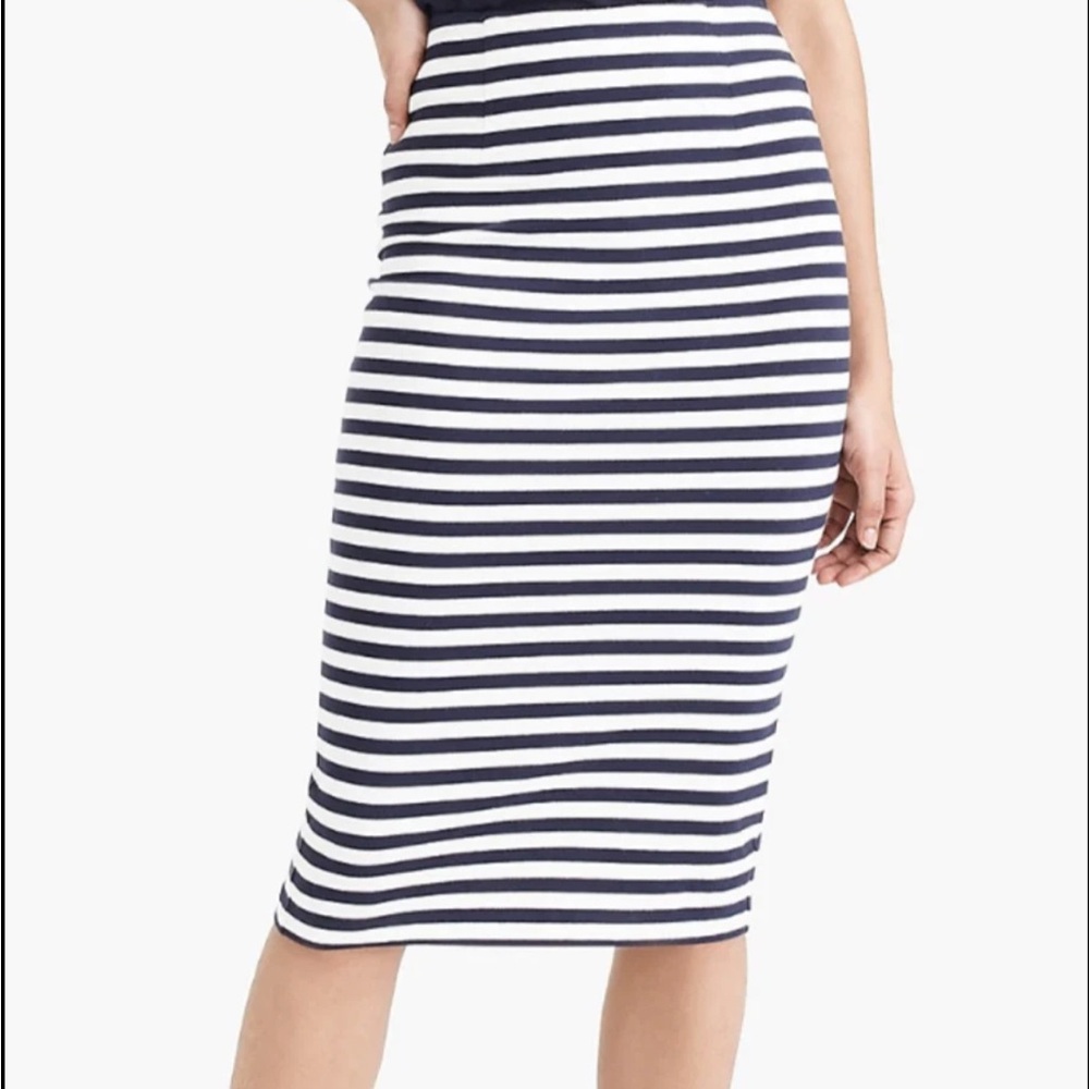 J. Crew Knit Pencil Skirt in Stripe Navy/White Size 14 NWT